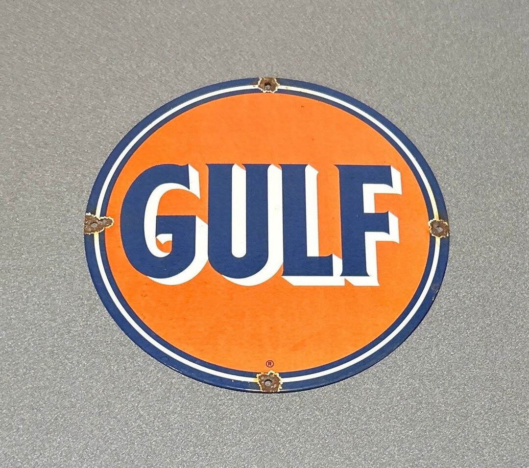 VINTAGE 12 GULF Motor Gas Porcelain Sign Oil Car Truck - Etsy