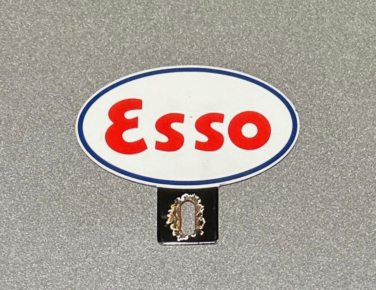 VINTAGE ESSO GASOLINE Plate Topper Porcelain Sign Car Oil Gas 
