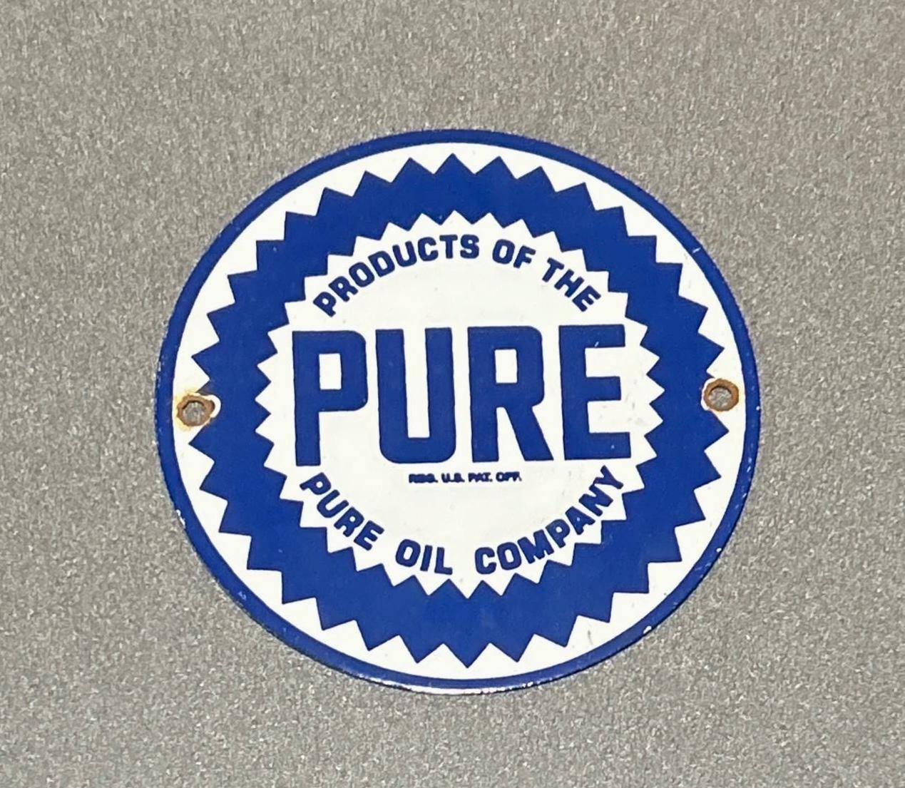 VINTAGE PURE OIL Company Porcelain Sign Oil Car Motorcycle Truck