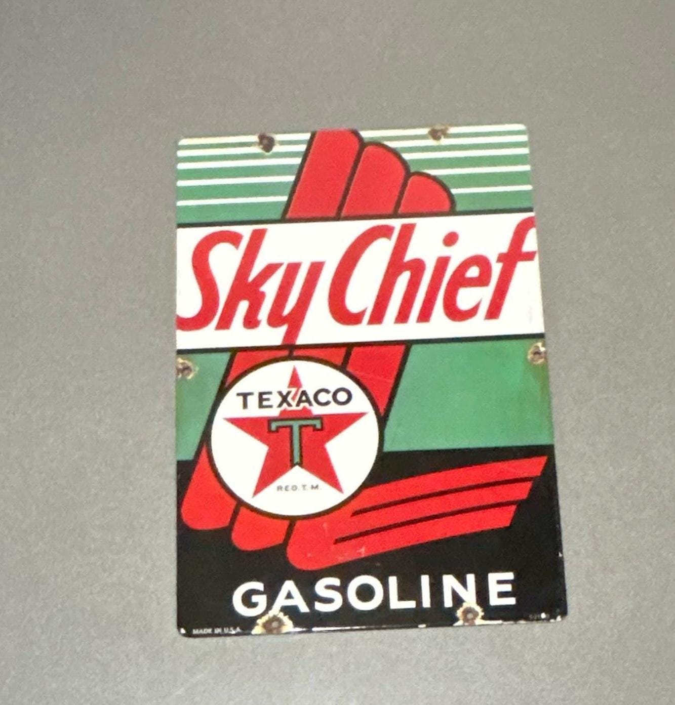 VINTAGE 18” 1930 TEXACO Sky Chief Porcelain Sign Car Oil Gas Truck - Etsy