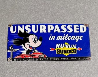 Sunoco ビンテージ サイン ミッキーマウス横61㎝ 縦30.5㎝ 看板 Mickey Mouse Sunoco Motor Oil 24
