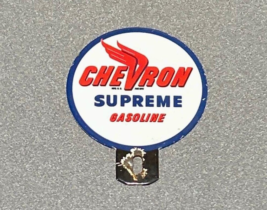 コレクション 1962's CHEVRON GAS&OIL CO, VINTAGE CHEVRON GASOLINE Plate Topper Porcelain Sign Car Truck