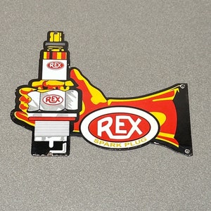 VINTAGE REX SPARK Plugs Porcelain Sign Gas Oil
