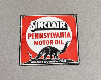 VINTAGE 12” 1944 SINCLAIR DINOSAUR Anti Freeze Porcelain Sign Gas VINTAGE 12” 1944 SINCLAIR DINOSAUR Anti Freeze Porcelain Sign Gas