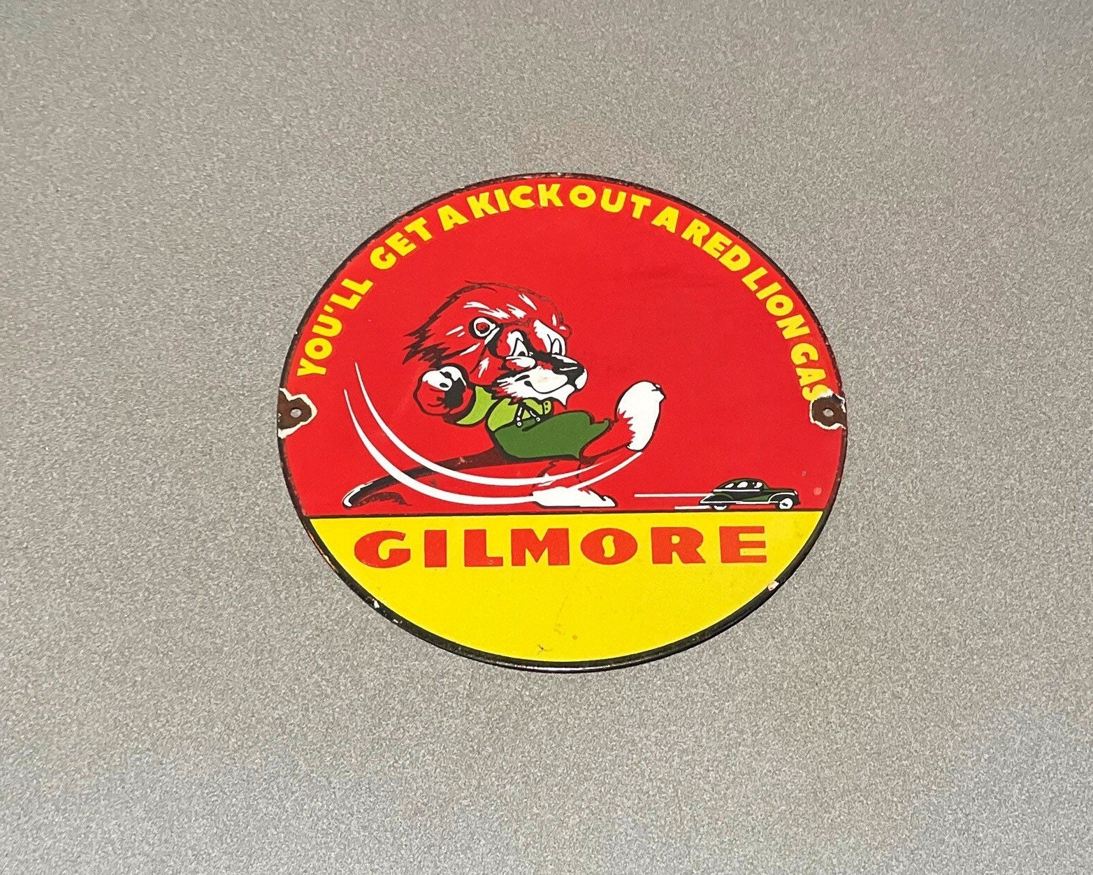 VINTAGE GIMORE TIGER 12” Motor Gas Porcelain Sign - Etsy