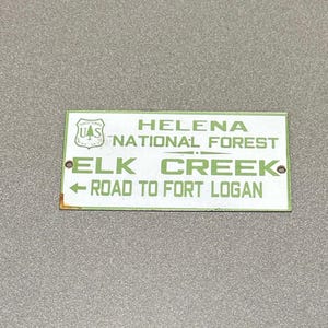 Letrero de porcelana VINTAGE SMOKEY BEAR Elk Creek Forest para coche, aceite, gasolina, camión, motocicleta