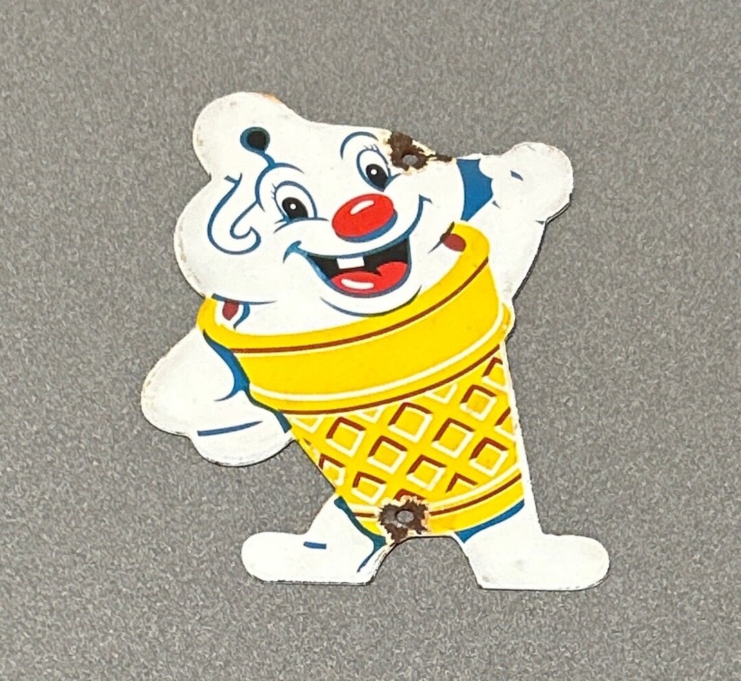 VINTAGE ICE CREAM Cone Clown Porcelain Sign Gas Oil Car Etsy