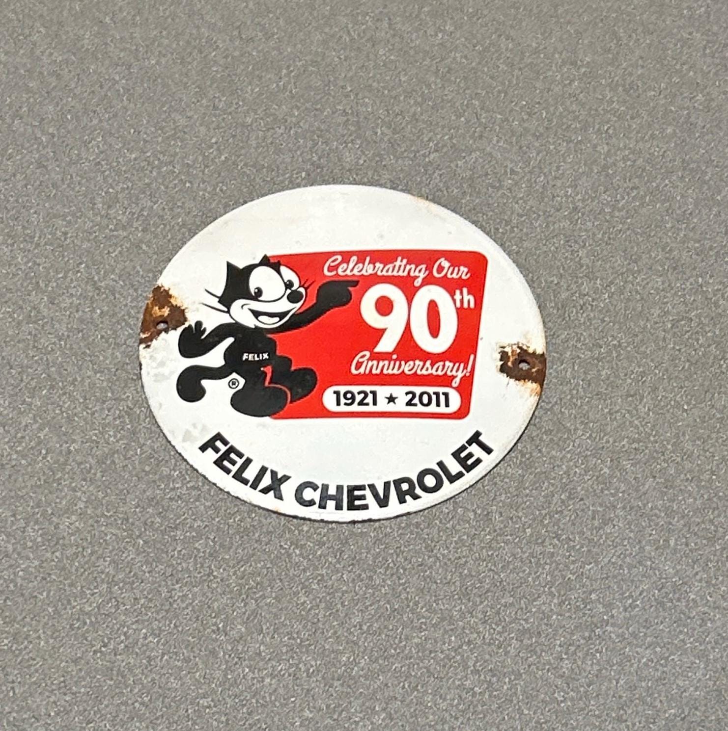 FELIX CHEVROLET CHEVY Cat Domed Porcelain Sign Car Truck Gas Oil