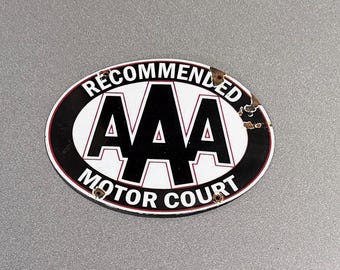 VINTAGE 12" AAA MOTOR Court Porseleinen Bord Olie Gas Vrachtwagen Auto Motorfiets