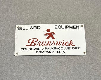 VINTAGE 12” BRUNSWICK BILLIARD Equipment Porcelain Sign Car Oil Gas Truck Motorcycle