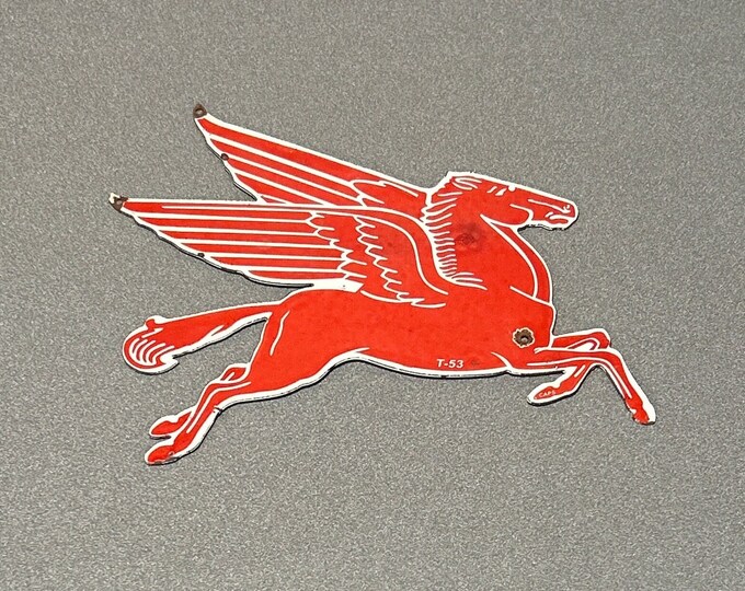 VINTAGE MOBIL PEGASUS Porcelain Sign Car Oil Gas Truck - Etsy