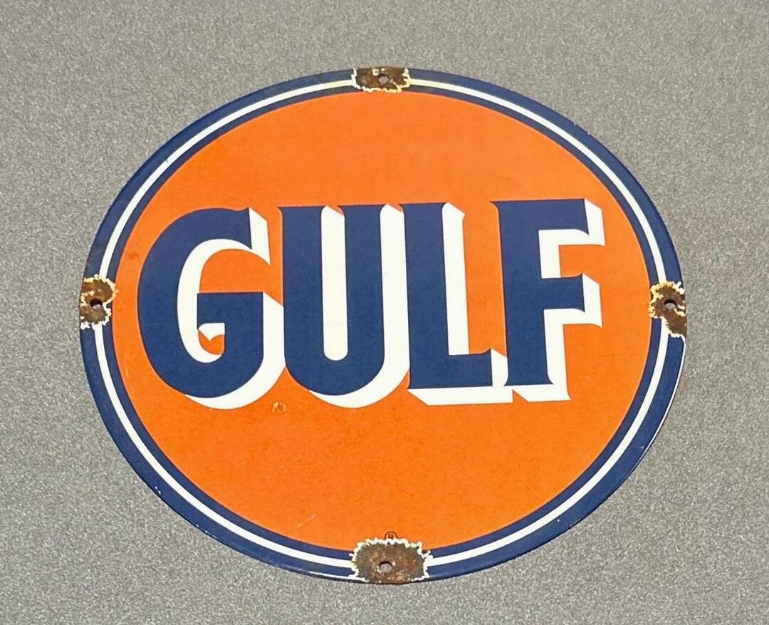 VINTAGE 12” GULF Porcelain Sign Car Oil Gas Truck Motorcycle - Etsy