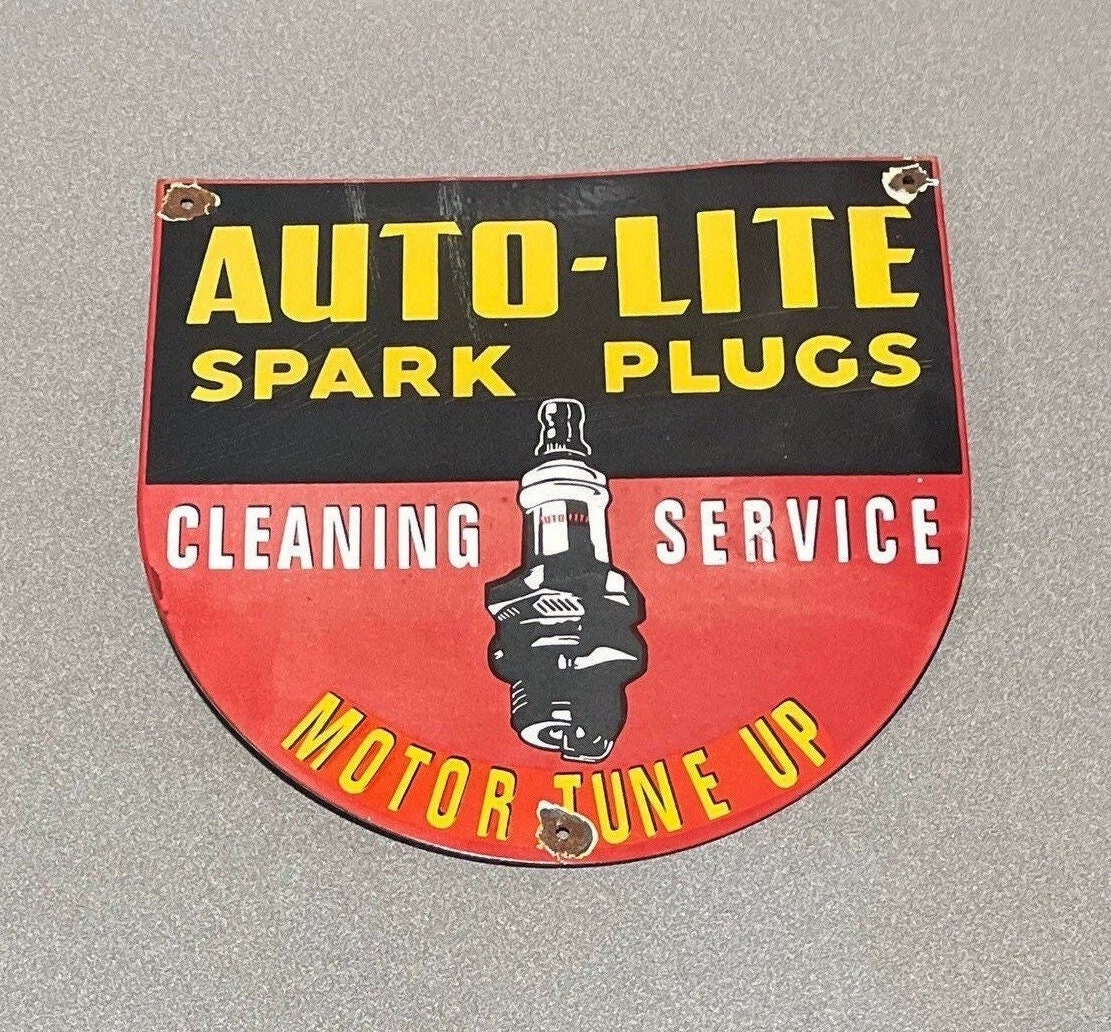 VINTAGE 12” AUTOLITE SPARK Plugs Porcelain Sign Car Oil Gas Truck - Etsy