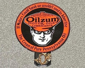 VINTAGE 12” 1941 CHEVRON GASOLINE Porcelain Sign Car Oil Gas Truck