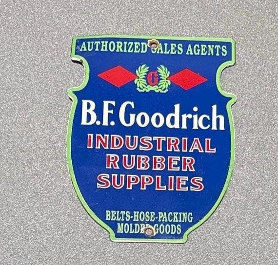 VINTAGE BF GOODRICH Rubber Porcelain Sign Gas Oil Car Truck