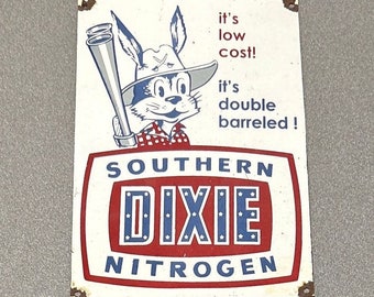 VINTAGE RARE 12” DIXIE Rabbit Gun Hunt Car Oil Porcelain Sign - Etsy