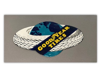 VINTAGE RARE 32” GOODYEAR Double Sided Porcelain Sign Gas Oil Car