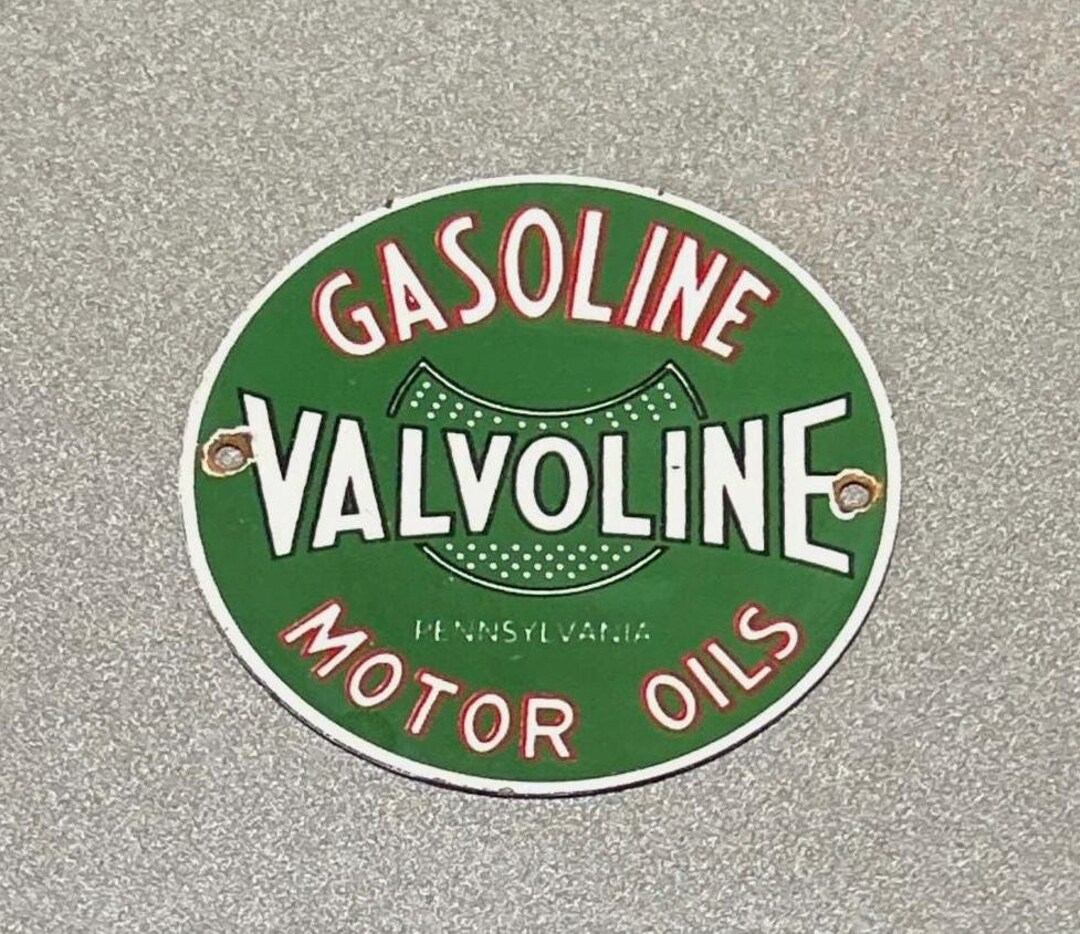 VINTAGE VALVOLINE MOTOR Oil Porcelain Sign Car Motorcycle Truck
