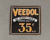 VINTAGE VEEDOL Porcelain Sign Car Oil Gas Truck