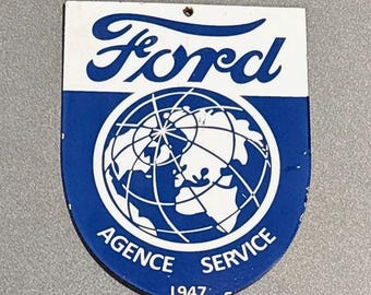 VINTAGE 1947 FORD SERVICE Schild porseleinen bord Auto Olie Gas Vrachtwagen Motorfiets