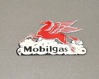 VINTAGE 12 ZOLL MOBIL Pegasus Auto Oil Porzellan Schild