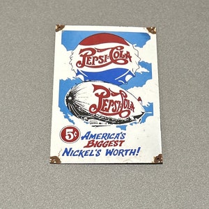 VINTAGE 13” PEPSI SODA Porcelain Sign