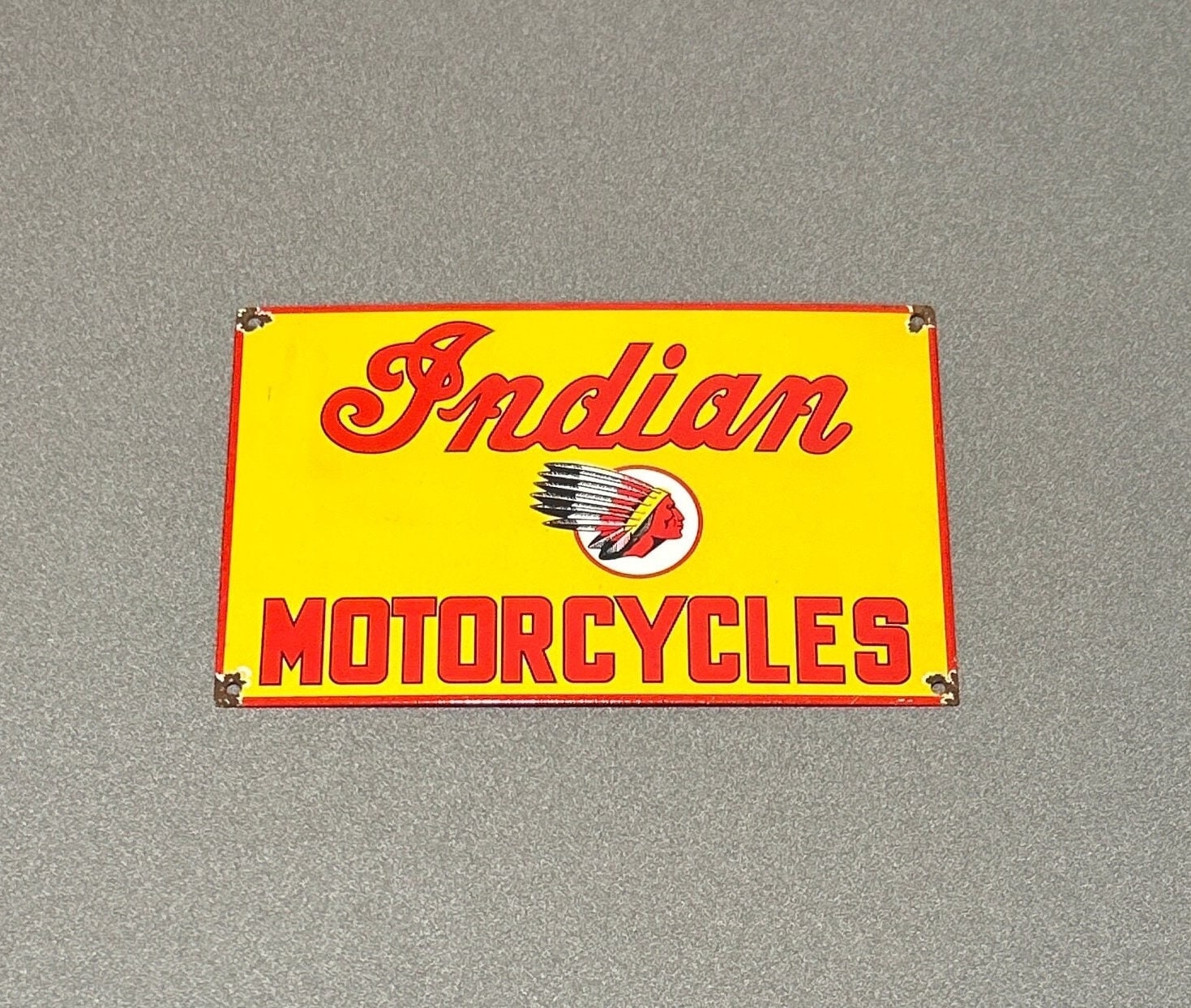 VINTAGE 12” INDIAN MOTORCYCLE Porcelain Sign Car Oil Gas Truck - Etsy