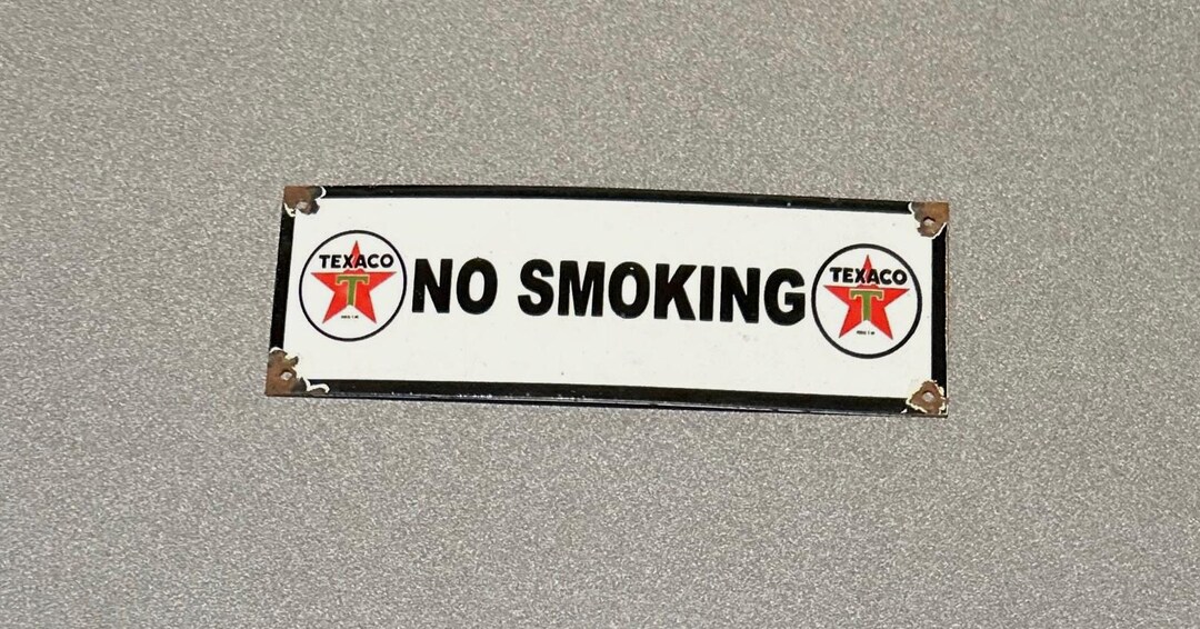 VINTAGE TEXACO NO Smoking Porcelain Sign Car Oil Gas Truck Motorcycle ...