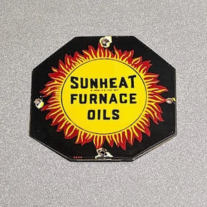 セブチ bethesun キッチンカー ステッカー ウォヌ VINTAGE SUNHEAT FURNACE Fuel Porcelain Sign Car Truck Gas Oil