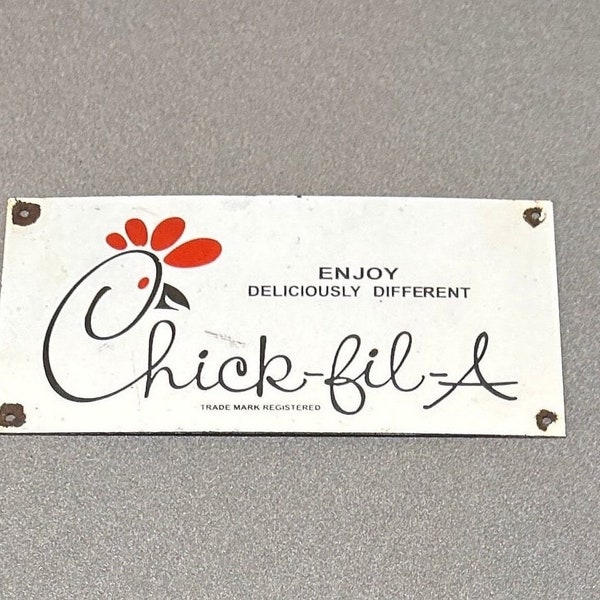 VINTAGE CHICK-FIL-A Porcelain Sign Car Oil Gas Truck