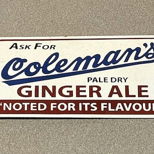 VINTAGE 12” COLEMANS SODA Porcelain Sign Gas Oil Car