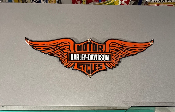 VINTAGE Rare 36” 7# HARLEY DAVIDSON Motorcycle Wings Porcelain