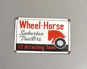 Vintage 12-Zoll-Porzellanschild „Wheel Horse“ für Auto, Öl, Gas, LKW, Motorrad