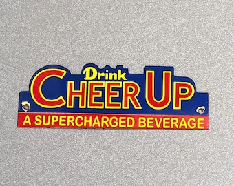 VINTAGE DRINK CHEER Up Porseleinen Bord Auto Olie Gas Vrachtwagen Motorfiets