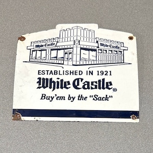 VINTAGE Rare WHITE CASTLE 12” Porcelain Sign Gas Oil Car - Etsy