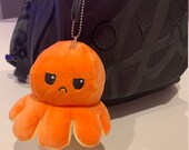 Mini Rio - Orange Yellow reversible octopus plush keyring bag tag - UK stock - FAST and FREE delivery