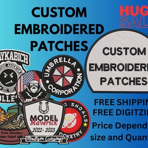 custom embroidery patches , Custom logo Patches , Custom Iron On Patches ,Custom VELCRO Hook & Loop Patches ,Custom Sew on Patches image 1