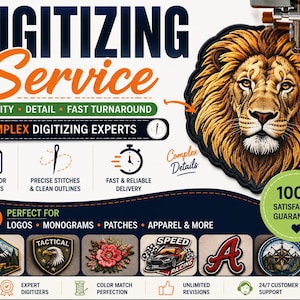 Professional Embroidery Digitizing Service | Custom Logo Digitizing DST PES JEF  Embroidery Files PatchDigitizing