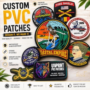 Custom PVC Patches Rubber Morale Patches, Sew-On & Velcro® Hook Loop Options