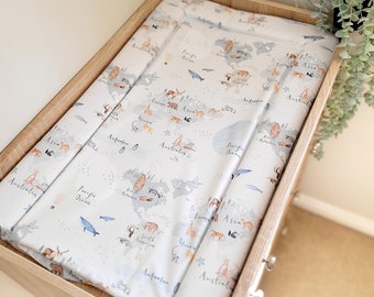 World Map Changing Mat, Wild Baby Changing Pad, Boys Girls Neutral Mat, Toddler Nappy Change, Jungle Bedroom, Animal Nursery Decor