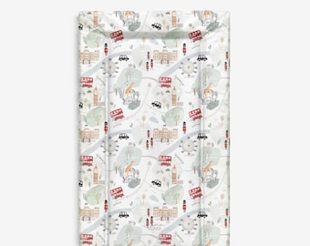 London Changing Mat, Neutral Changing Pad, English baby gift, England, British, City Bus Landmark, Nursery Decor, Baby Shower Gift, Baby Boy