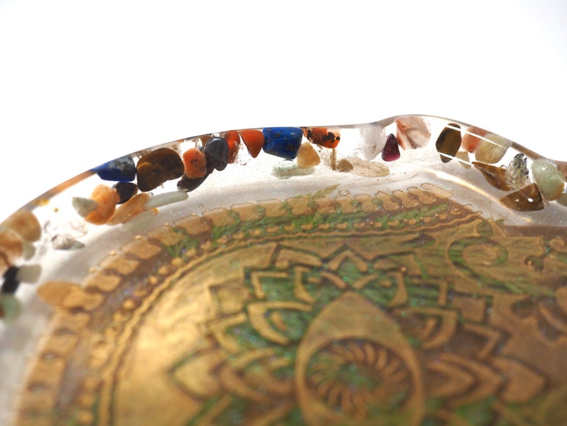 HAMSA HAND trinket ring soap dish jewelry jewellery tray fatima preserved pressed floral epoxy resin art boho decor botanical spiritual