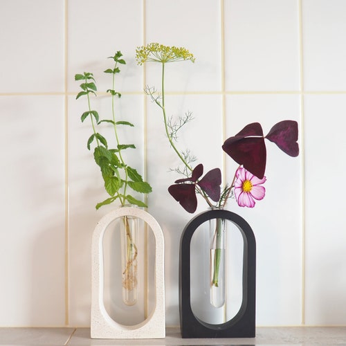 White Quartz or Matte Black | ARCH | PROPAGATION STATION |  Bud Vase Herb Flowers Crystal Plant Pot Eco Terrazzo Stoneware Modern Australian