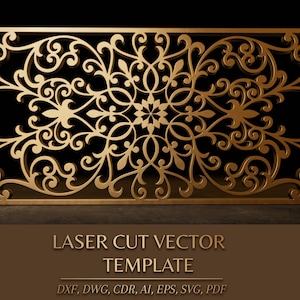 Laser cut panel template - mandala wall decor, laser cut screen design - svg dxf png ai eps -  CNC Plasma Cutting files - digital download