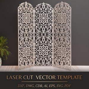 Laser Cut Room Divider Template: Ornate Privacy Screen (Digital Files)