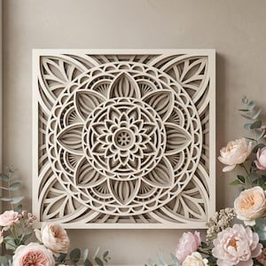 Multilayer mandala SVG template - 3D Layered Vector cutting file for Laser cut, Cricut, Glowforge, CNC router - dxf, ai, eps, dwg, cdr