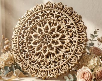 Multilayer mandala SVG template - 3D Layered Vector cutting file for Laser cut, Cricut, Glowforge, CNC router - dxf, ai, eps, dwg, cdr