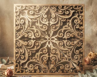 Multilayer mandala square panel SVG template - 3D Layered Vector cutting file Laser cut, Cricut, Glowforge, CNC router - dxf, ai, eps, dwg