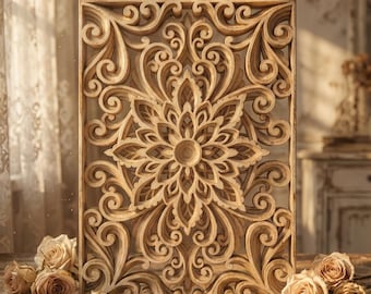 Laser cut multilayer mandala panel SVG template - 3D Layered Vector cutting file for Cricut, Glowforge, CNC router - dxf, ai, eps, dwg, cdr