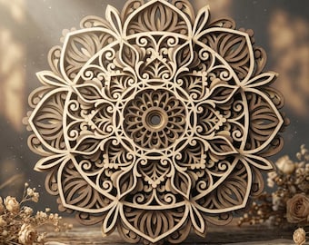 Multilayer mandala SVG template - 3D Layered Vector cutting file for Laser cut, Cricut, Glowforge, CNC router - dxf, ai, eps, dwg, cdr